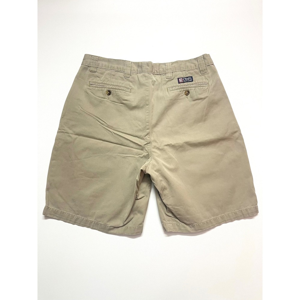 Vintage 90s Chaps Ralph Lauren Mens Khaki Chino Shorts Tan Cotton Size 34 - Picture 9 of 16